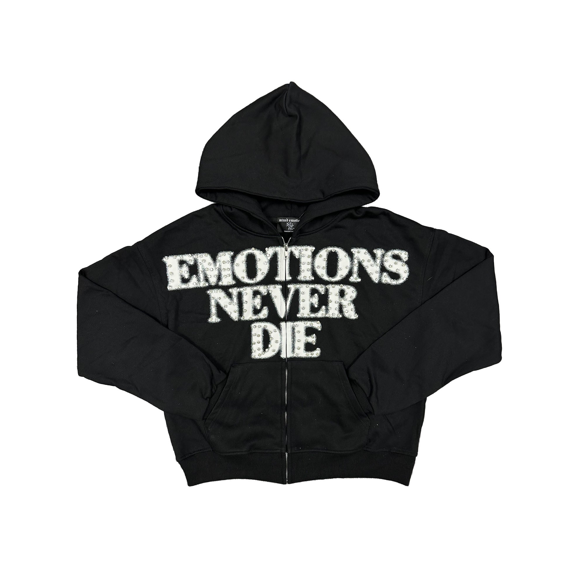 Black 'End' Rhinestone hoodie – Mixed Emotion