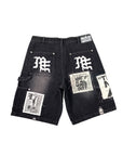 Black “AI” Denim Shorts