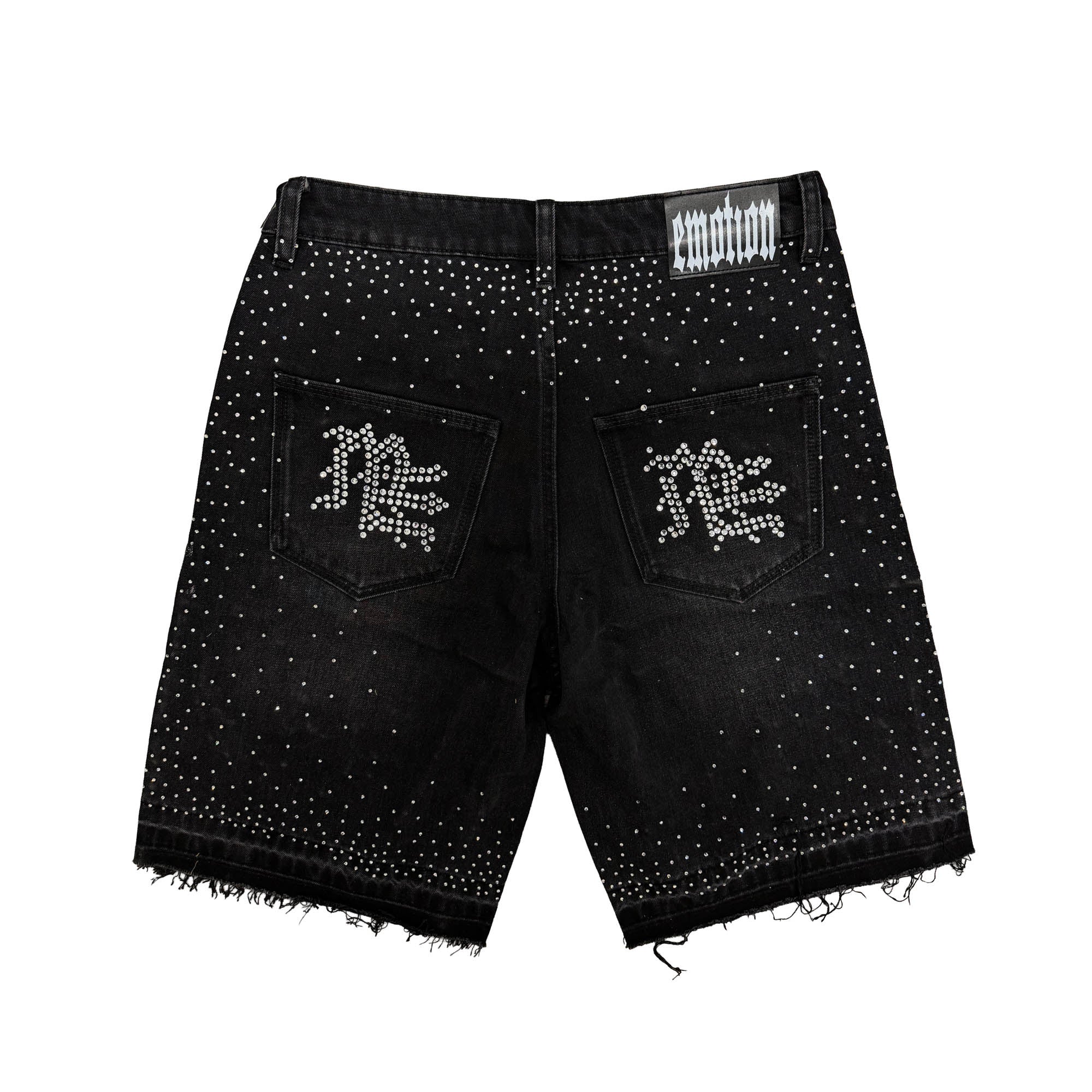 Black “ME” Rhinestone Denim Shorts – Mixed Emotion