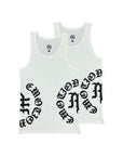2 Pack White “Script” Tank Tops