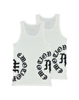 2 Pack White “Script” Tank Tops