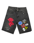 ‘Danger’ Patch Denim Shorts