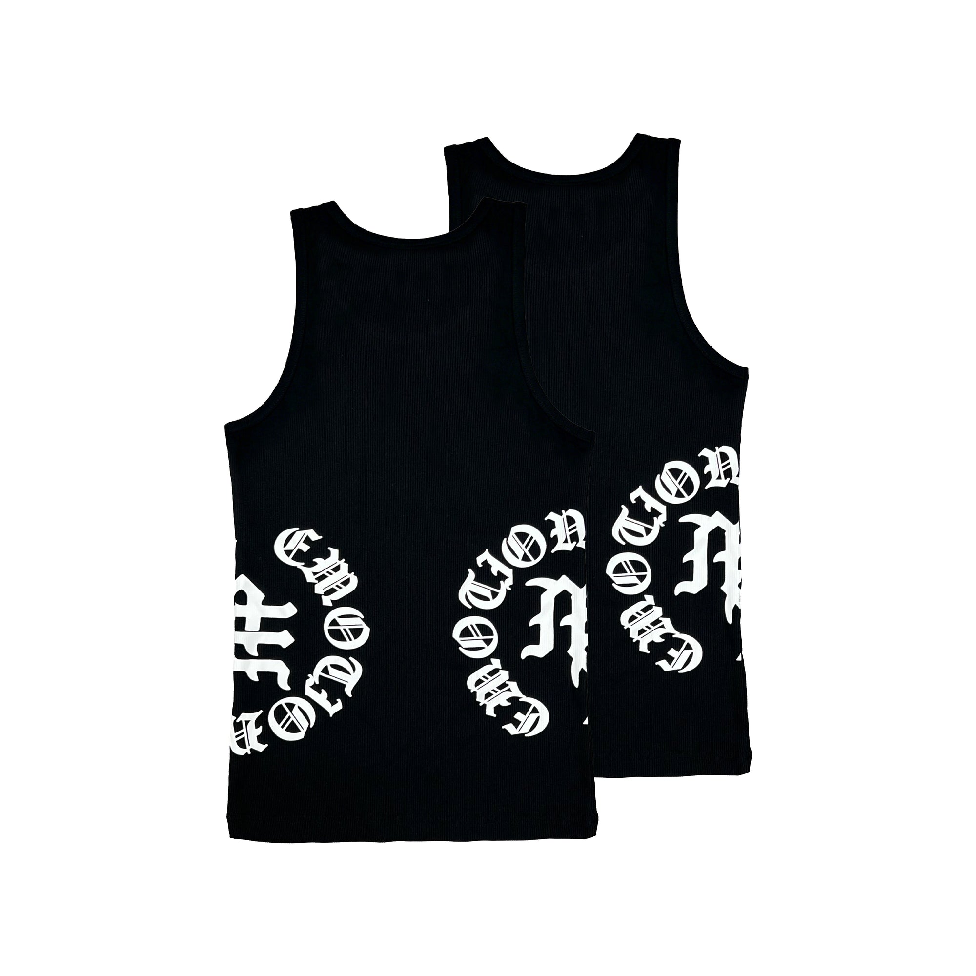 2 Pack Black “Script” Tank Tops