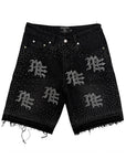 Black “ME” Rhinestone Denim Shorts