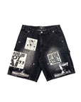 Black “AI” Denim Shorts