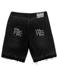 Black “ME” Rhinestone Denim Shorts