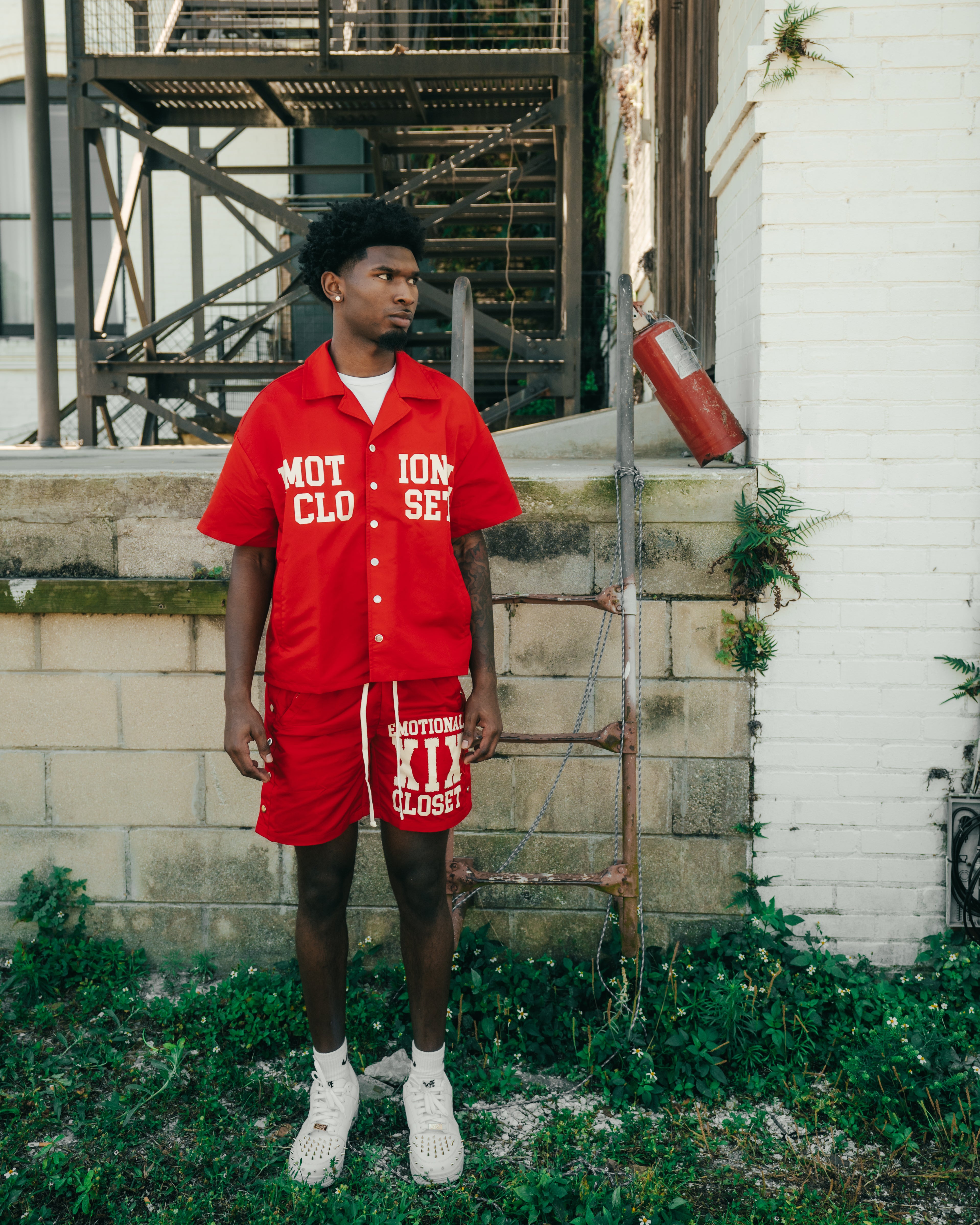 Red “Backyard” Nylon Shirt – Mixed Emotion