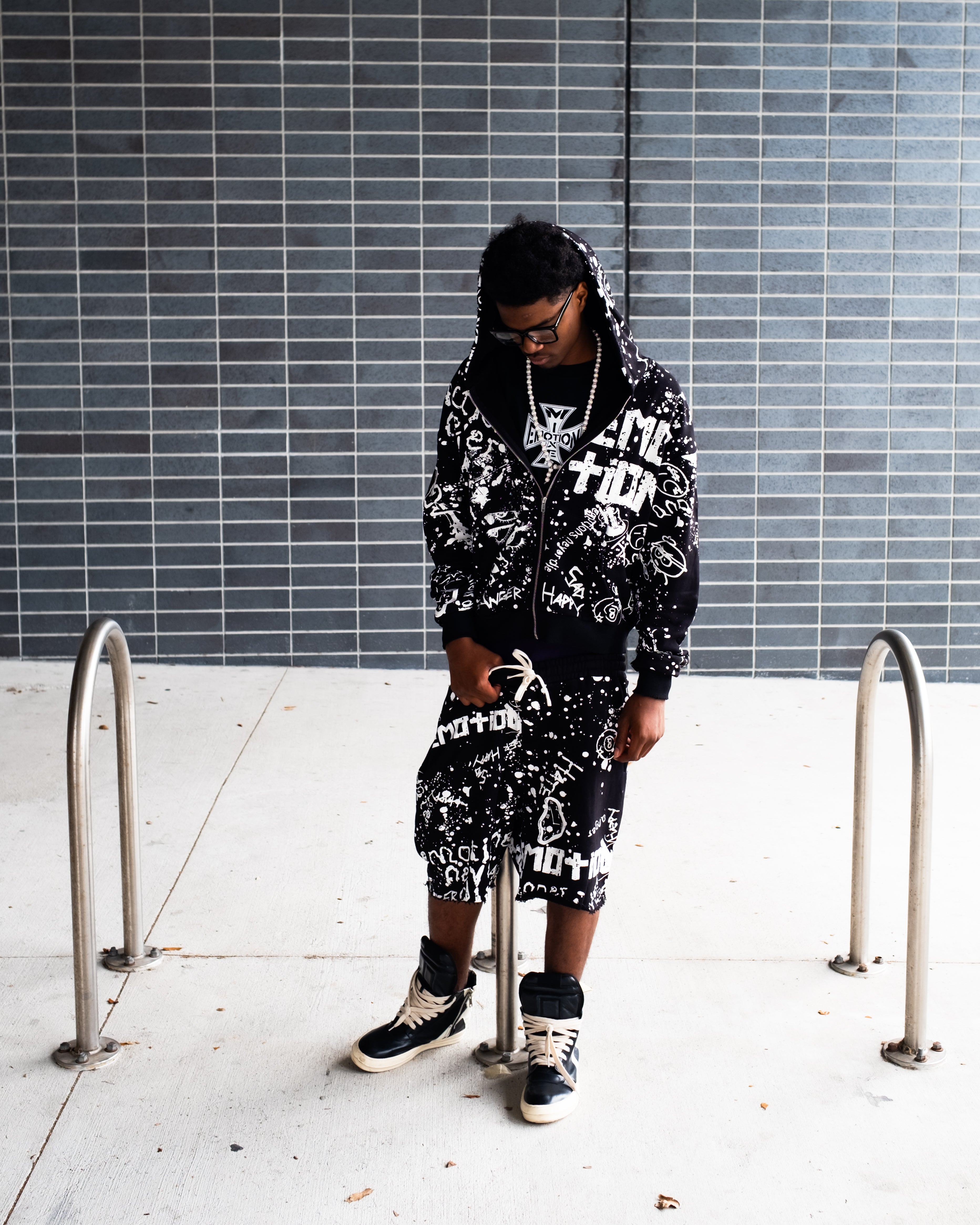 Black “Graffiti” Shorts – Mixed Emotion