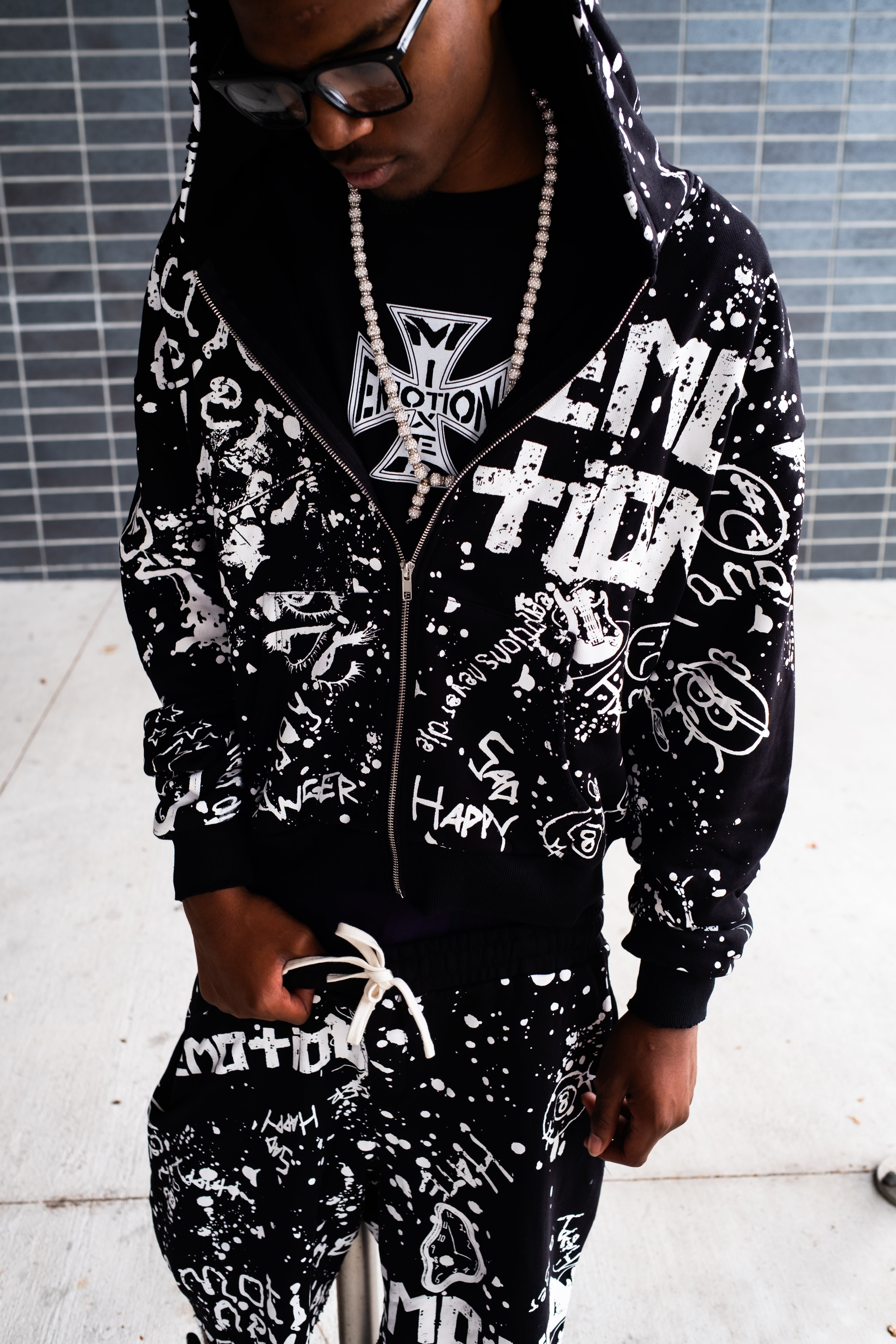 Black “Graffiti” Hoodie – Mixed Emotion