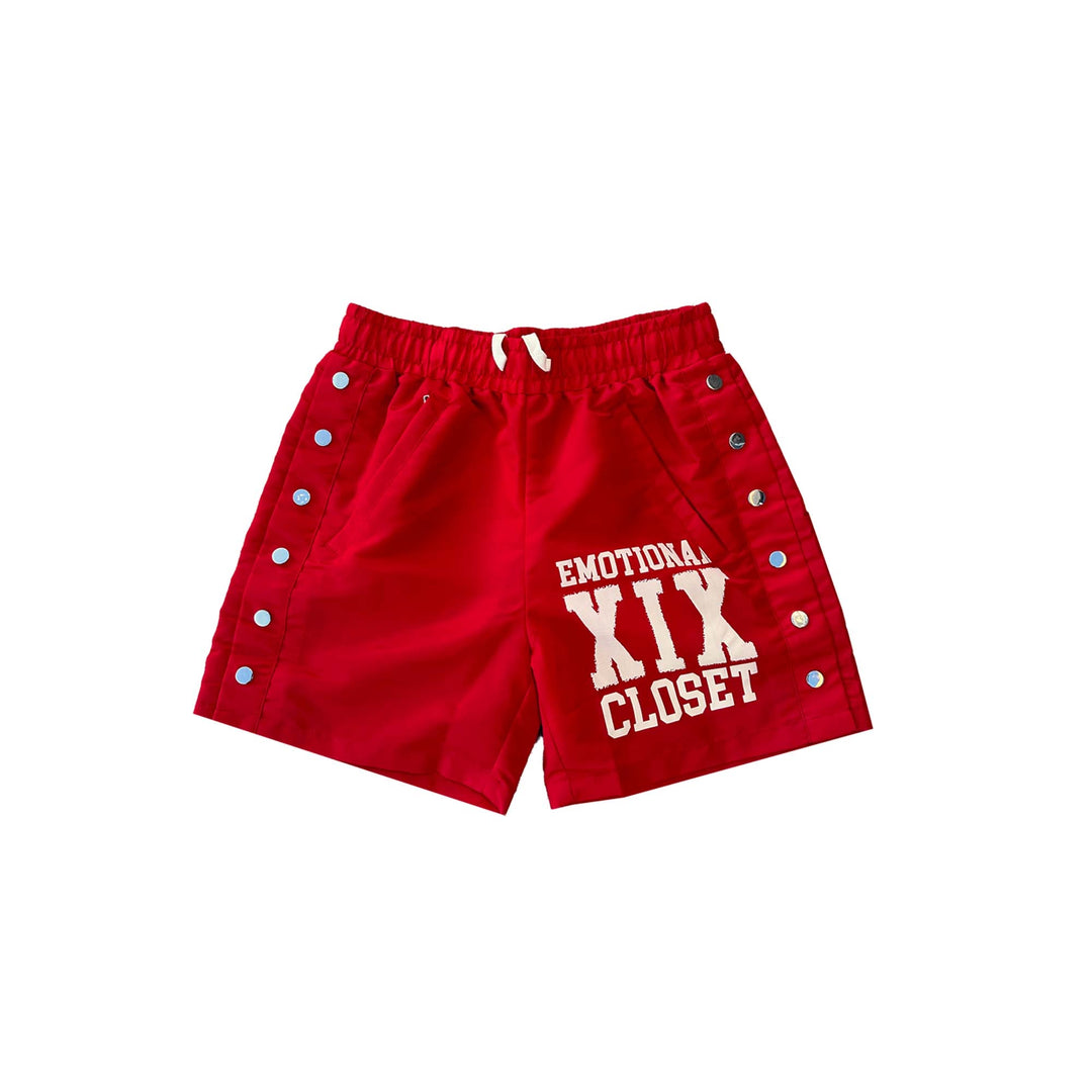 Red “Backyard” Nylon Shorts