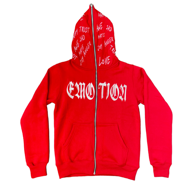 Red “Emotion” Zip Up Hoodie