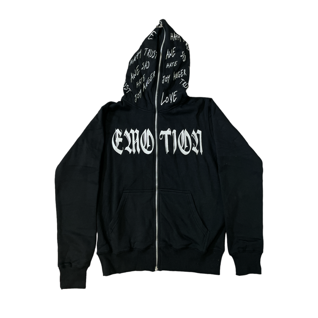 Black “Emotion” Zip Up Hoodie